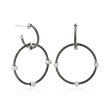 ALOR &quot;Noir&quot; Black Cable Circle Drop Earrings with Diamond Accents and 18kt White Gold