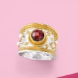 2.20 Carat Garnet and 3mm Cultured Pearl Ring in Sterling Silver and 18kt Gold Over Silver