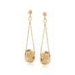 Italian 18kt Yellow Gold Textured and Polished Love Knot Drop Earrings