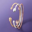 Tri-Colored Sterling Silver Jewelry Set: Three Cuff Bracelets