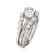 C. 1990 Vintage 1.00 ct. t.w. Diamond Bridal Set: Engagement and Wedding Rings in 14kt White Gold