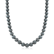 Mikimoto 8.1-11mm A+ Black South Sea Pearl Necklace with 18kt White Gold and Diamond Accent