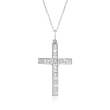 C. 1990 Vintage 1.05 ct. t.w. Diamond Cross Pendant Necklace in 14kt White Gold