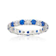Simulated Sapphire and .80 ct. t.w. CZ Eternity Band in Sterling Silver