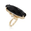 Black Onyx Ring with Diamond Accents in 14kt Yellow Gold