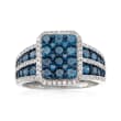 1.50 ct. t.w. Blue and White Diamond Ring in Sterling Silver
