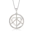 .33 ct. t.w. Diamond Peace and Love Pendant Necklace in Sterling Silver