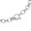 Andiamo Sterling Silver Oval Link Necklace with Black Onyx