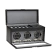 &quot;Viceroy&quot; Black Faux Leather Triple Watch Winder with Storage by Wolf Designs
