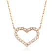 .16 ct. t.w. CZ Heart Necklace in 14kt Yellow Gold