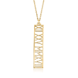 14kt Yellow Gold Personalized Roman Numeral Date Pendant Necklace
