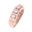 .45 ct. t.w. Morganite Ring with Diamonds and Pink Sapphires in 18kt Rose Gold Over Sterling