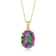 16.00 Carat Multicolored Quartz Solitaire Necklace in 18kt Gold Over Sterling