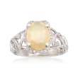 Opal and 2.10 ct. t.w. White Topaz Openwork Ring in Sterling Silver