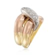 C. 1980 Vintage .25 ct. t.w. Diamond Crossover Ring in 18kt Yellow Gold