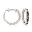.25 ct. t.w. Black and White Diamond Hoop Earrings in Sterling Silver