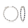 1.10 ct. t.w. Sapphire and .70 ct. t.w. Diamond Inside-Outside Hoop Earrings in 14kt White Gold