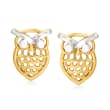 14kt Yellow Gold Openwork Owl Earrings