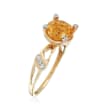2.20 Carat Citrine Ring with Diamond Accents in 14kt Yellow Gold