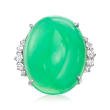 C. 2000 Vintage Green Chalcedony Ring with .57 ct. t.w. Diamonds in Platinum