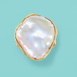 20x16mm Cultured Keshi Pearl Ring in 18kt Gold Over Sterling