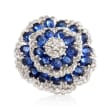 C. 2000 Vintage 5.50 ct. t.w. Sapphire and 1.00 ct. t.w. Diamond Cluster Ring in Platinum