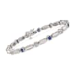 C. 1990 Vintage 1.05 Sapphire and 1.00 ct. t.w. Diamond Bracelet in 14kt White Gold