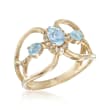.80 ct. t.w. Blue Topaz and .15 ct. t.w. Diamond Ring in 14kt Yellow Gold