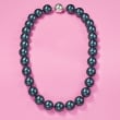 14mm Black Shell Pearl Necklace With Sterling Silver