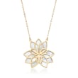 Italian 23mm Mother-Of-Pearl Lotus Necklace in 14kt Yellow Gold