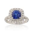 C. 2000 Vintage 2.73 Carat Sapphire and .89 ct. t.w. Diamond Ring in 18kt White Gold