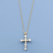 .75 ct. t.w. CZ Cross Pendant Necklace in 14kt Yellow Gold