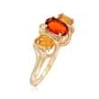 C. 1990 Vintage Three-Stone 1.25 ct. t.w. Citrine Ring in 10kt Yellow Gold 