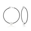 ALOR &quot;Classique&quot; 8mm Cultured Pearl and Black Stainless Steel Cable Hoop Earrings with 18kt White Gold