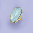 Aqua Chalcedony and .70 ct. t.w. Blue and White Topaz Ring in 18kt Gold Over Sterling