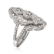 1.00 ct. t.w. Diamond Vintage-Style Ring in 14kt White Gold