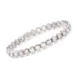15.00 ct. t.w. CZ Tennis Bracelet with Magnetic Clasp in Sterling Silver