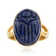 Lapis Scarab Ring in 14kt Gold Over Sterling