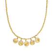 Italian 18kt Gold Over Sterling Replica Coin Drop Necklace