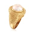 C. 1980 Vintage 12mm Mabe Pearl Ring in 18kt Yellow Gold
