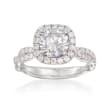 .80 ct. t.w. Diamond Crisscross Halo Engagement Ring Setting in 14kt White Gold