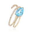 1.60 Carat Blue Topaz and .22 ct. t.w. Diamond Coil Ring in 14kt Yellow Gold