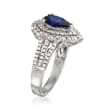 1.31 Carat Sapphire and .85 ct. t.w. Diamond Halo Ring in 14kt White Gold