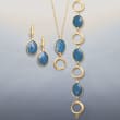 5.50 Carat Blue Quartz and Open Circle Pendant Necklace in 14kt Yellow Gold