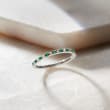 .15 ct. t.w. Emerald and .13 ct. t.w. Diamond Eternity Band in 14kt White Gold
