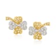 C. 1990 Vintage .50 ct. t.w. Diamond Four-Leaf Clover Clip-On Earrings in 18kt Two-Tone Gold