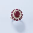 6.10 ct. t.w. Ruby and .60 ct. t.w. White Topaz Ring in Sterling Silver