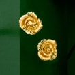 Italian 14kt Yellow Gold Rose Earrings