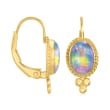 Blue Opal Triplet Drop Earrings in 14kt Yellow Gold 