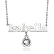 Birthstone Personalized Name Necklace in Sterling Silver Apr/Diamond